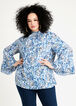 Abstract Smocked Neck Keyhole Top, Peacoat image number 2