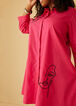 Embroidered Hi Low Shirtdress, Pink Peacock image number 3
