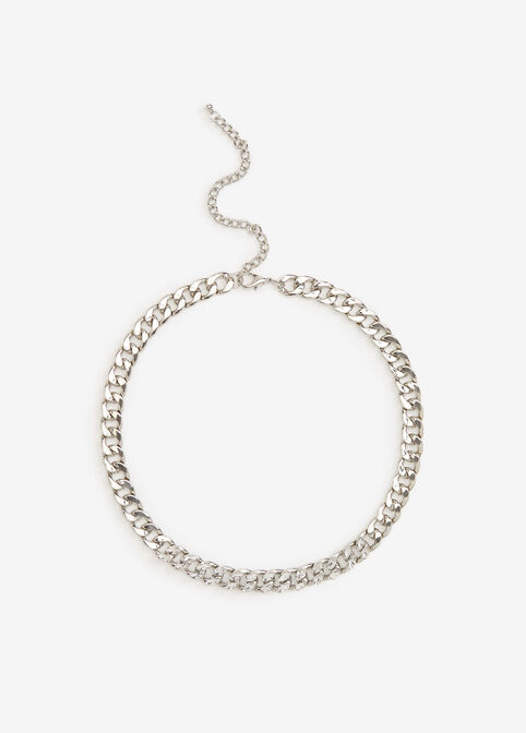 Silver Chunky Link Necklace, Silver image number 0