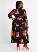 Rose Wrap Knit Maxi Dress, Black Combo image number 1