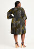 Abstract Split Sleeve Seamed Dress, Nugget Gold image number 1