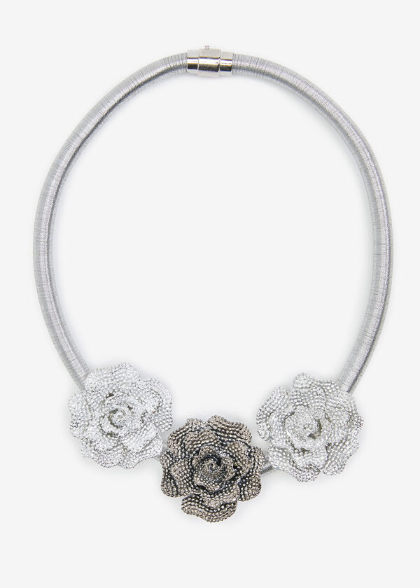 Floral Crystal Collar, Silver image number 0