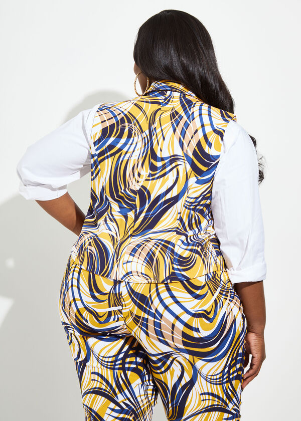 Swirl Print Power Twill Vest, Nugget Gold image number 1