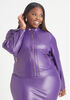 Faux Stretch Leather Jacket, Acai image number 2