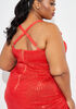 Sequined Draped Midi Dress, Red image number 3