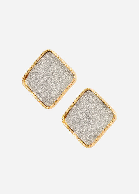 Glitter Gold Geo Earrings, Gold image number 0
