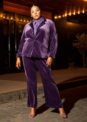Velvet Flared Pants, Purple image number 0