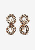 Leopard Print Drop Earrings, Black Combo image number 0