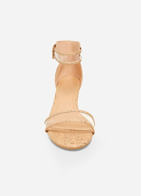 Clear Ankle Strap Wedge Sandal, Tan image number 4