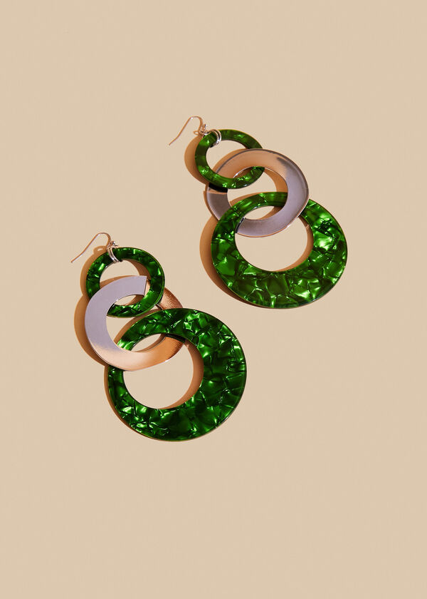 Marbled Ring Dangle Earrings, Abundant Green image number 1