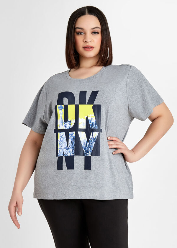 Plus Size DKNY Stacked City Logo Graphic T Shirt Plus Size Casual Tops image number 0