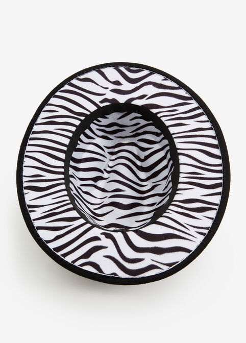 Felt Zebra Interior Fedora, Black White image number 1
