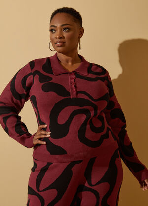 Swirl Intarsia Sweater, Rhododendron image number 0