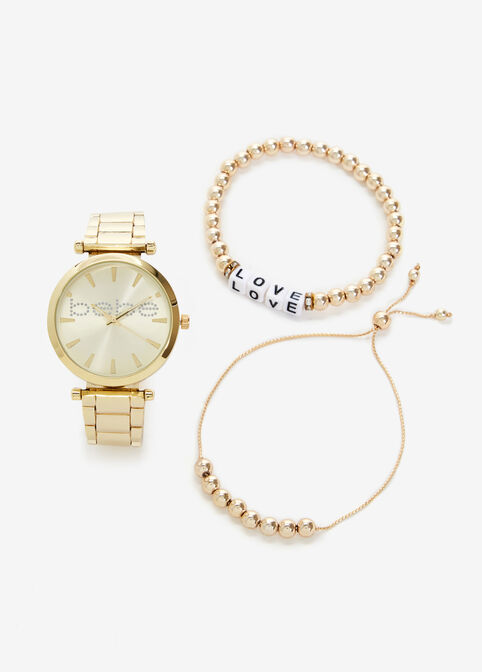 Bebe Gold Watch & Bracelets Set, Gold image number 0