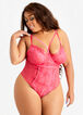 Lace & Mesh Crisscross Bodysuit, Pink image number 0