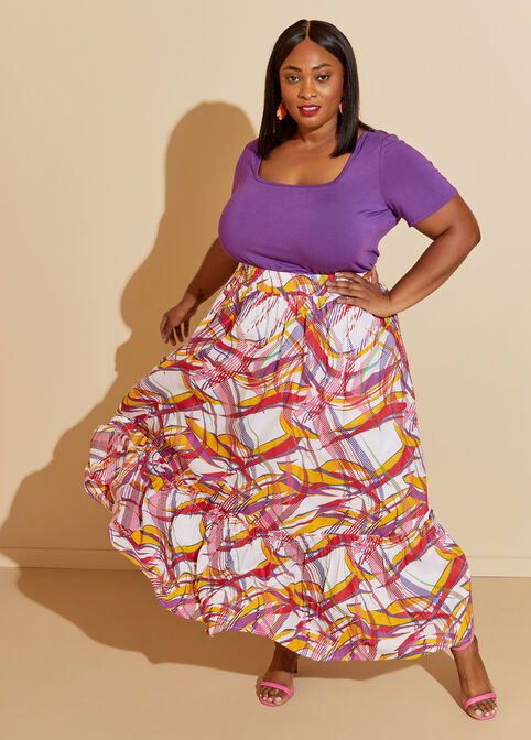 Abstract Print Cotton Maxi Skirt, Multi image number 2