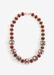Red Rhinestone & Bead Necklace, Rhododendron image number 0