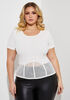 Mesh Paneled Ribbed Bustier Top, Ivory image number 0