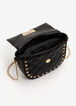 Studded Quilted Faux Leather Bag, Black image number 2