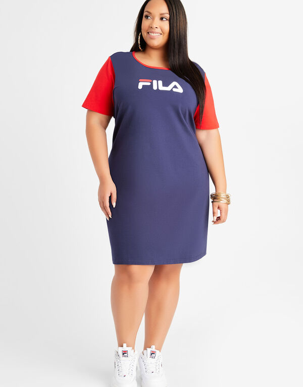 FILA Cotton Logo T Shirt Dress, Navy image number 0