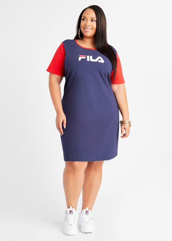 FILA Cotton Logo T Shirt Dress, Navy image number 0
