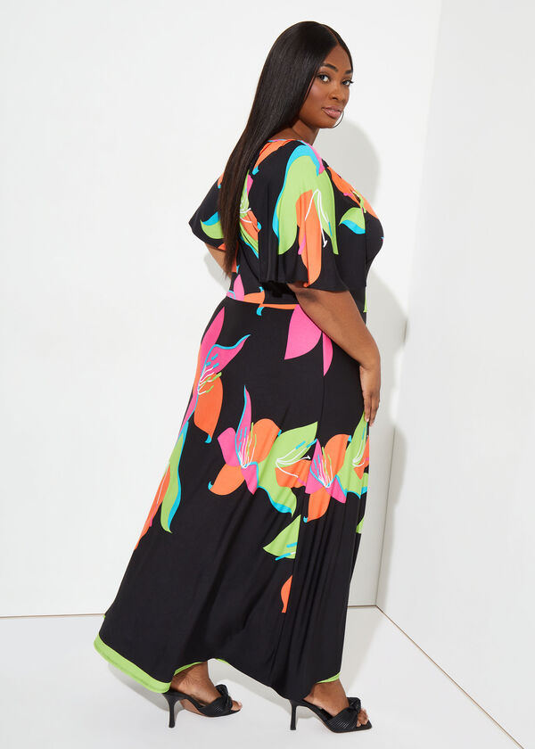 Cutout Floral Print Maxi Dress, Multi image number 1