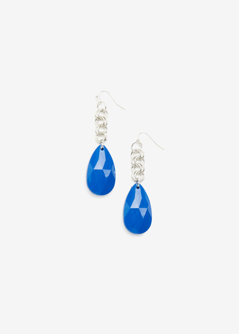 Blue Link Tear Drop Earrings, Victoria Blue image number 0