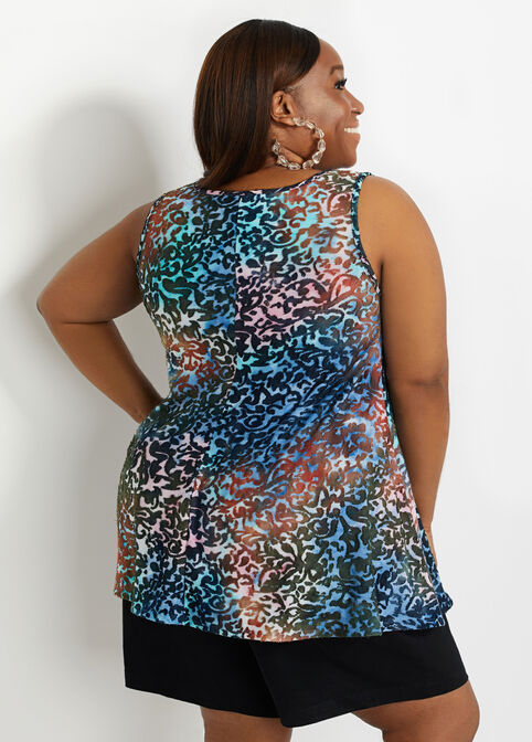 Burnout Tie Dye Abstract Flare Top, Multi image number 1