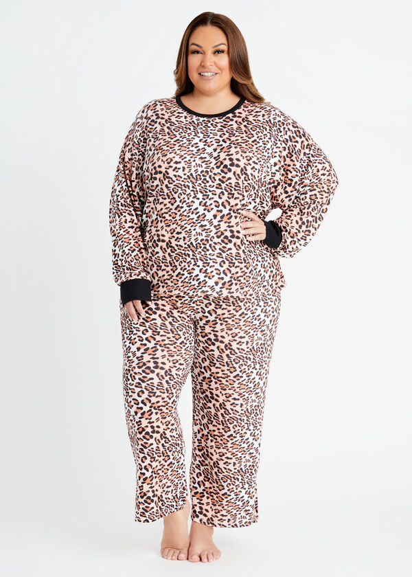 Anne Klein Leopard Pajama Set, Natural Leopard image number 0