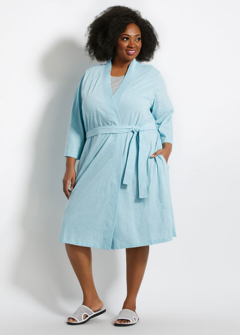 Trendy Plus Size Carole Hochman Cotton Knit Kimono Loungewear Robes image number 0