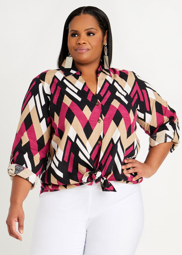 Plus Size Printed Shirts For Women Plus Size Tie Front Button Up Top