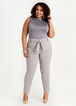 Belted Plaid Skinny Ankle Pant, Alloy image number 2