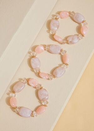 Marbled Stone Stretch Bracelet Set, Blush image number 1