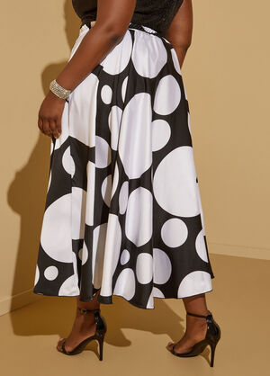 Polka Dot Maxi Skirt, Black White image number 1