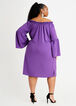 Off The Shoulder Bell Sleeve Dress, Purple Magic image number 1
