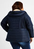 Faux Fur Lined Hooded Quilted Coat, Navy image number 1