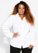 Cotton Split Collar Button Up Top, White image number 2