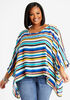 Striped Semi Sheer Poncho Blouse, Multi image number 0