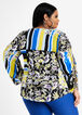 Mix Print Ruched Open Sleeve Top, Victoria Blue image number 1