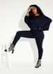 Trendy Plus Size Knit High Waist Leggings Cute Boxy Crop Top 2pc Set image number 0