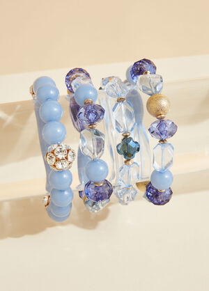 Bead And Crystal Bracelet Set, Lt Sky Blue image number 1