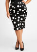 Dot Colorblock Scuba Pencil Skirt, Black White image number 0