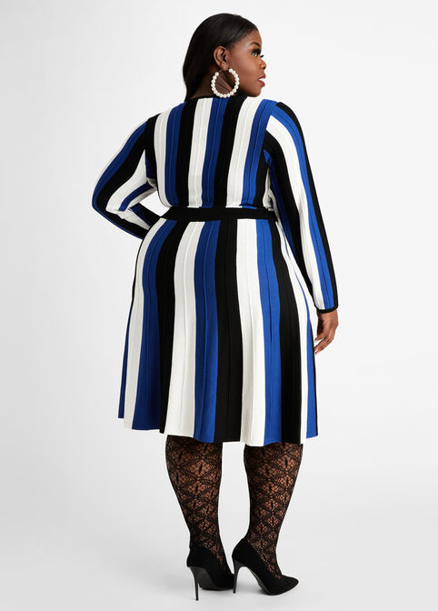 Colorblock Stripe Sweater Dress, Sodalite image number 1