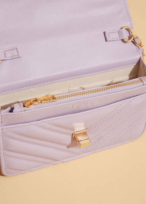 Bebe Rain Quilted Crossbody, LILAC image number 3
