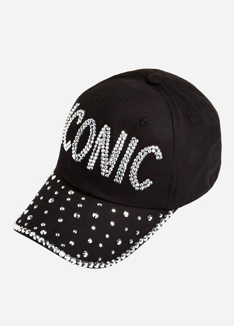 Black Studded Iconic Baseball Hat, Black image number 0