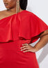 Ruffled One Shoulder Bodycon Dress, Barbados Cherry image number 2