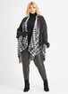 Houndstooth Knitted Poncho, Black Combo image number 0