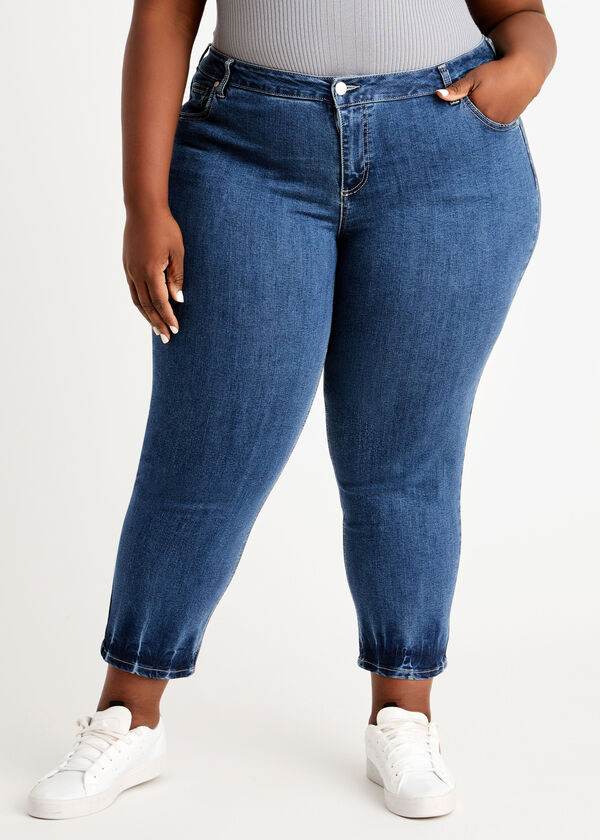 Plus Size Trendy Dye Hem High Waist Stretch Roll Cuff Skinny Jean image number 0