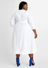 Belted Cotton Tent Shirtdress, White image number 1