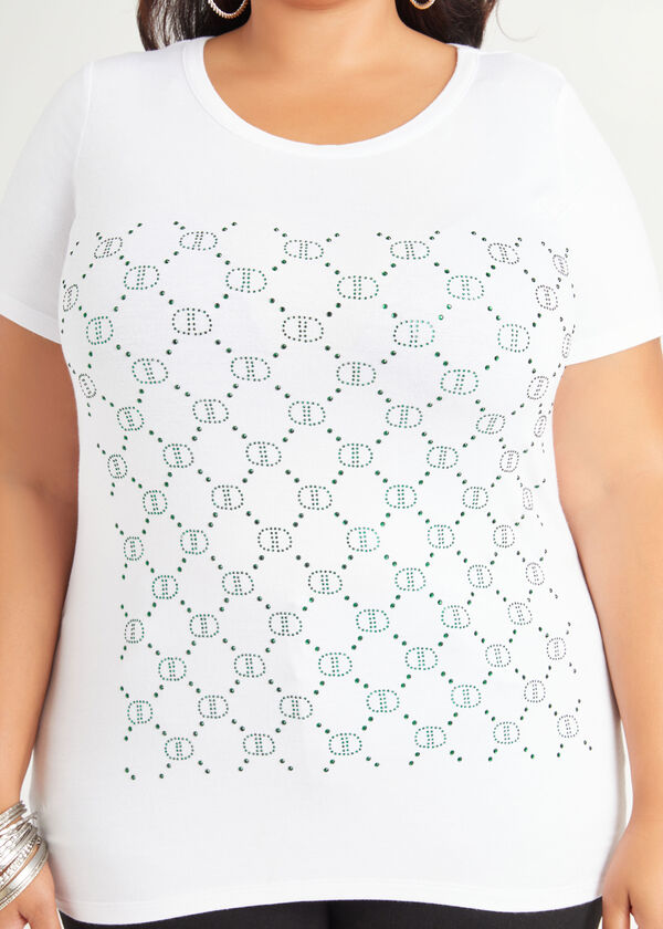 Embellished Stretch Jersey Tee, White image number 2